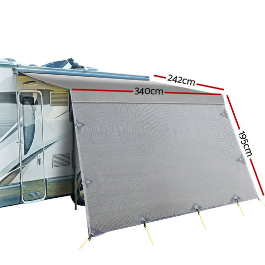 Weisshorn 12ft Caravan Awning Fabric & Privacy Screen RV Roll Out Sun Shade 3.4M.