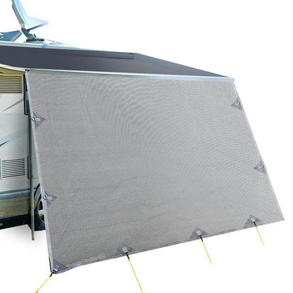 Caravan Privacy Screen Roll Out Awning 4.6x1.95M End Wall Side Sun Shade Grey.