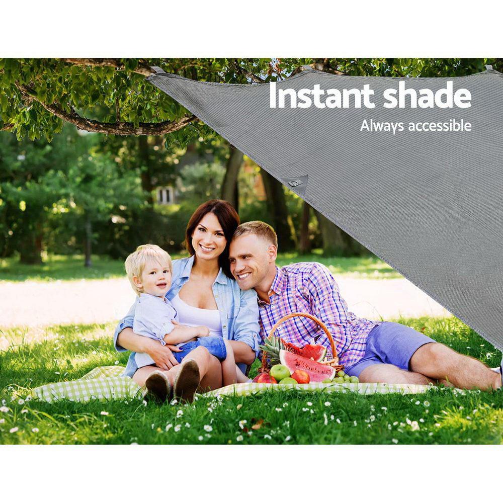 Caravan Privacy Screen Roll Out Awning 4.6x1.95M End Wall Side Sun Shade Grey.