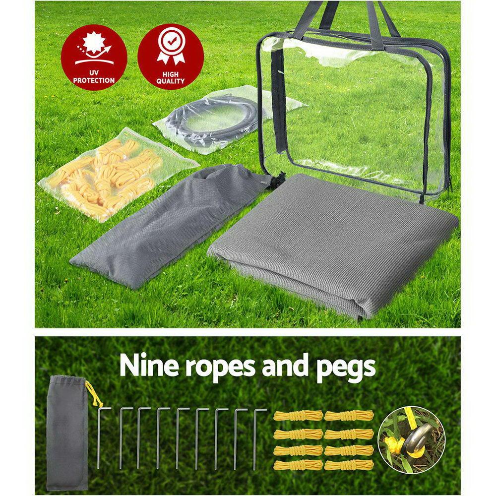 Caravan Privacy Screen Roll Out Awning 4.6x1.95M End Wall Side Sun Shade Grey.