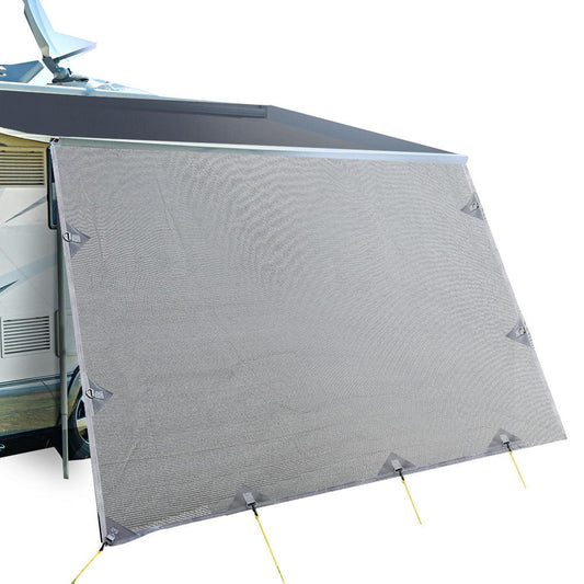 Caravan Privacy Screen Roll Out Awning 4.9x1.95M End Wall Side Sun Shade Grey.