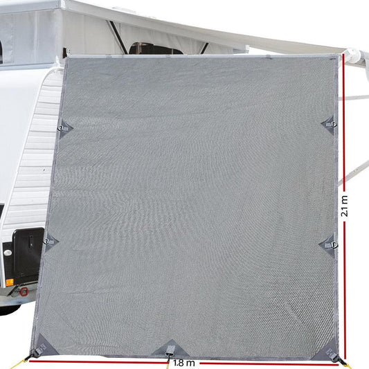Caravan Privacy Screen Roll Out Awning 2.1x1.8M Sun Shade Pop Top End Wall Grey.