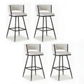 Artiss 4x Bar Stools Kitchen Dining Chair Counter Stool Woven Velvet Metal Ivory