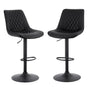 Artiss 2x Bar Stools Kitchen Swivel Gas Lift Counter Chair Diamond Leather Black.