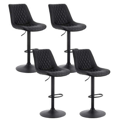 Artiss 4x Bar Stools Kitchen Swivel Gas Lift Counter Chair Diamond Leather Black.