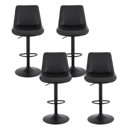 Artiss 4x Bar Stools Kitchen Swivel Gas Lift Counter Chair Diamond Leather Black.