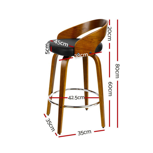 Artiss 2x Bar Stools Swivel Seat Curving Backrest.