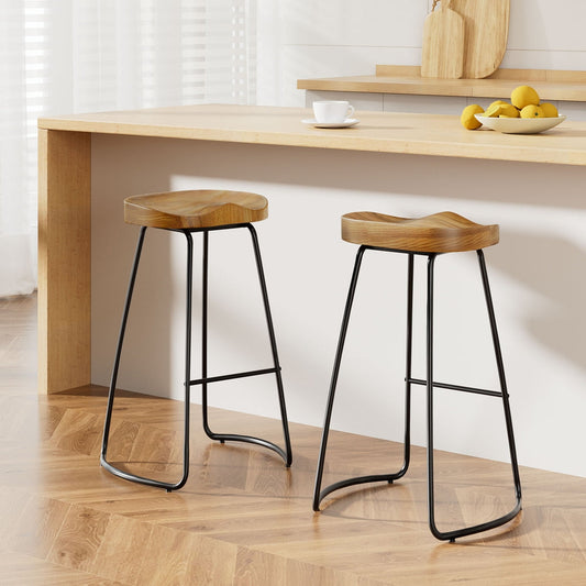 Artiss 2x Bar Stools Tractor Seat 75cm Wooden.