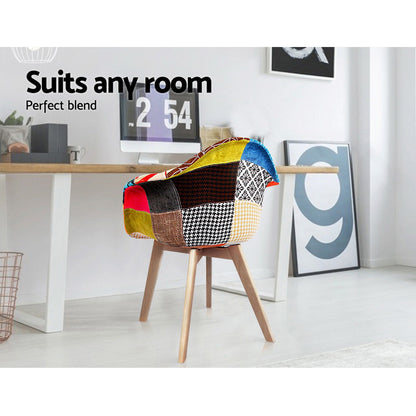 Artiss Dining Chairs Set of 2 Fabric Retro Replica DSW.