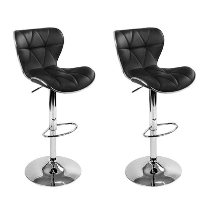 Artiss 2x Bar Stools Gas Lift Leather Seat Black.