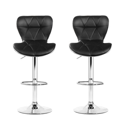 Artiss 2x Bar Stools Gas Lift Leather Seat Black.