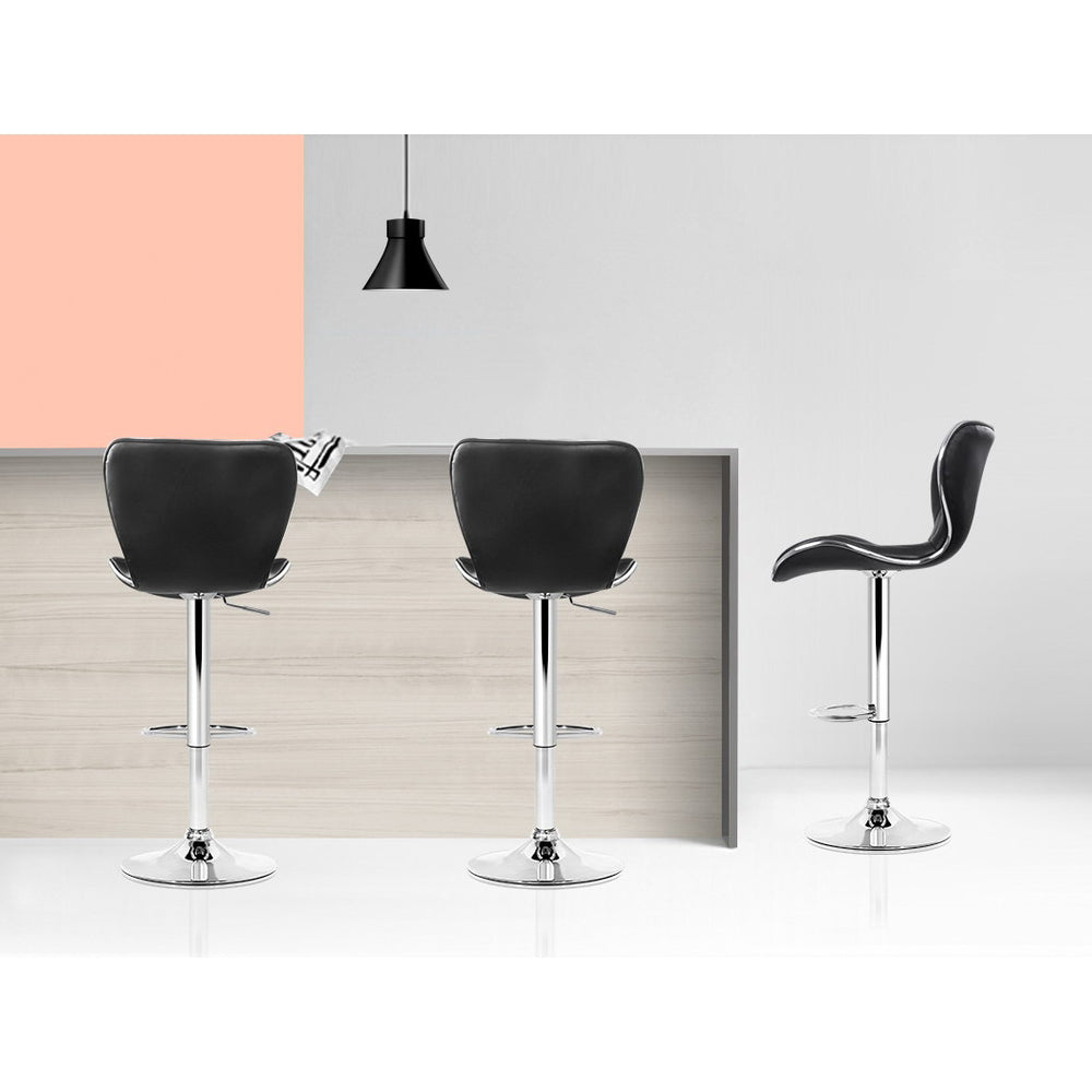 Artiss 2x Bar Stools Gas Lift Leather Seat Black.
