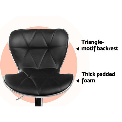 Artiss 2x Bar Stools Gas Lift Leather Seat Black.