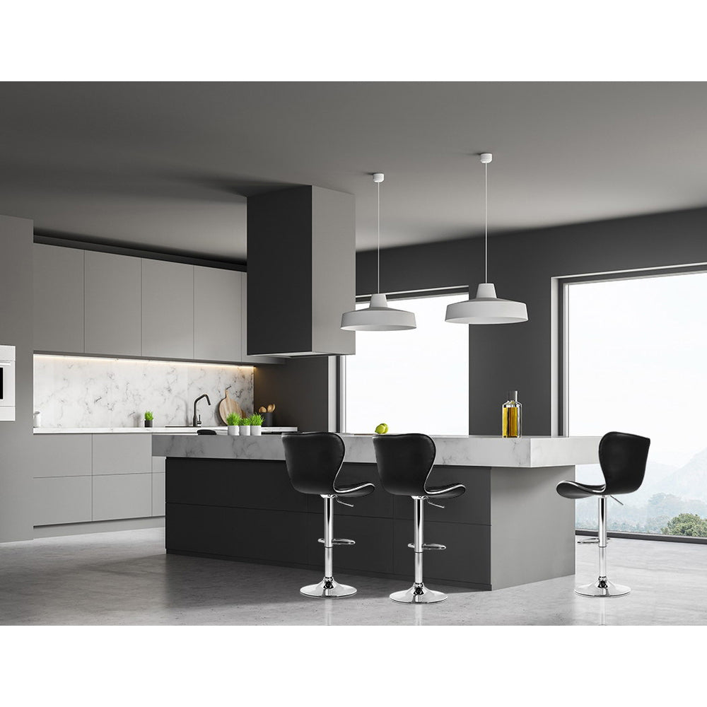 Artiss 2x Bar Stools Gas Lift Leather Seat Black.