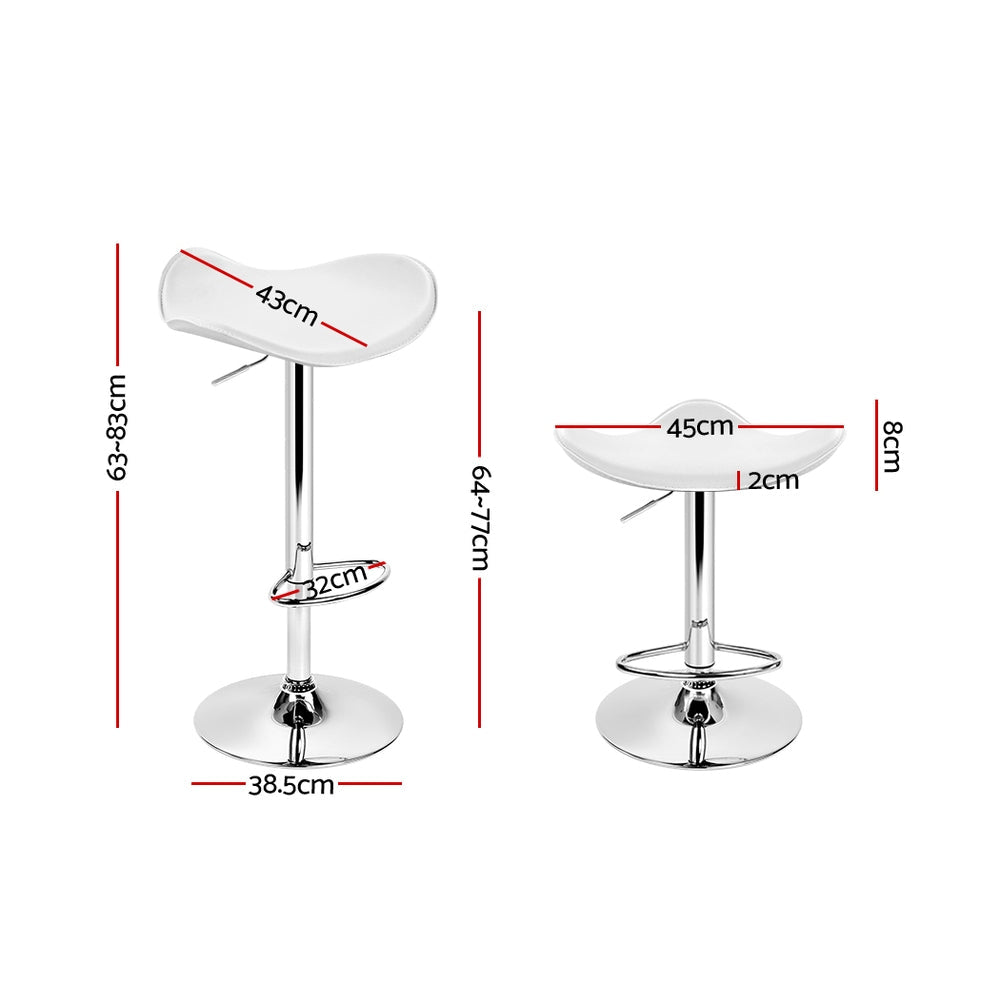 Artiss 2x Bar Stools Leather Gas Lift Chair White.
