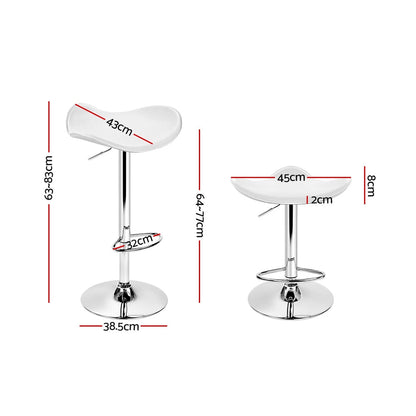 Artiss 2x Bar Stools Leather Gas Lift Chair White.