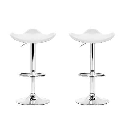 Artiss 2x Bar Stools Leather Gas Lift Chair White.