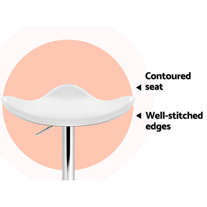 Artiss 2x Bar Stools Leather Gas Lift Chair White.