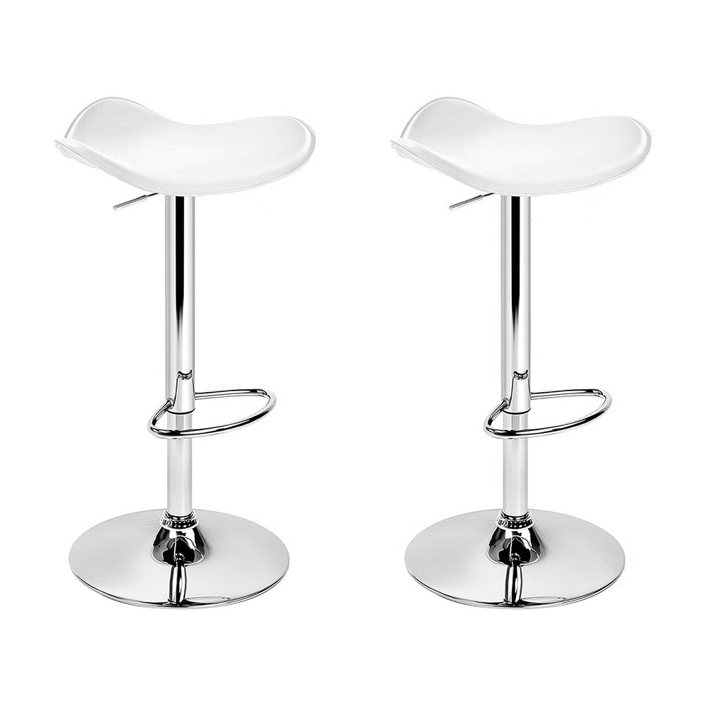 Artiss 2x Bar Stools Leather Gas Lift Chair White.