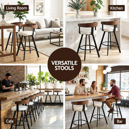 Artiss Bar Stool Swivel Metal Legs Kitchen Chair Bentwood Counter Leather White