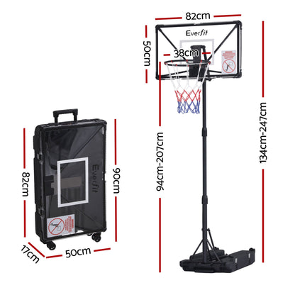 Everfit Portable Basketball Hoop System Adjustable Full Foldable Stand 2.07m