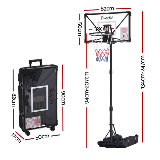 Everfit Portable Basketball Hoop System Adjustable Full Foldable Stand 2.07m