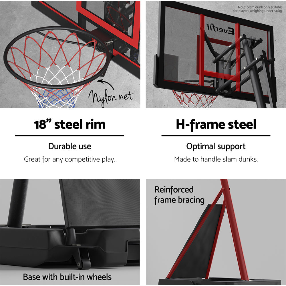 Everfit 3.05M Basketball Hoop Stand System Adjustable Height Portable Red Pro.