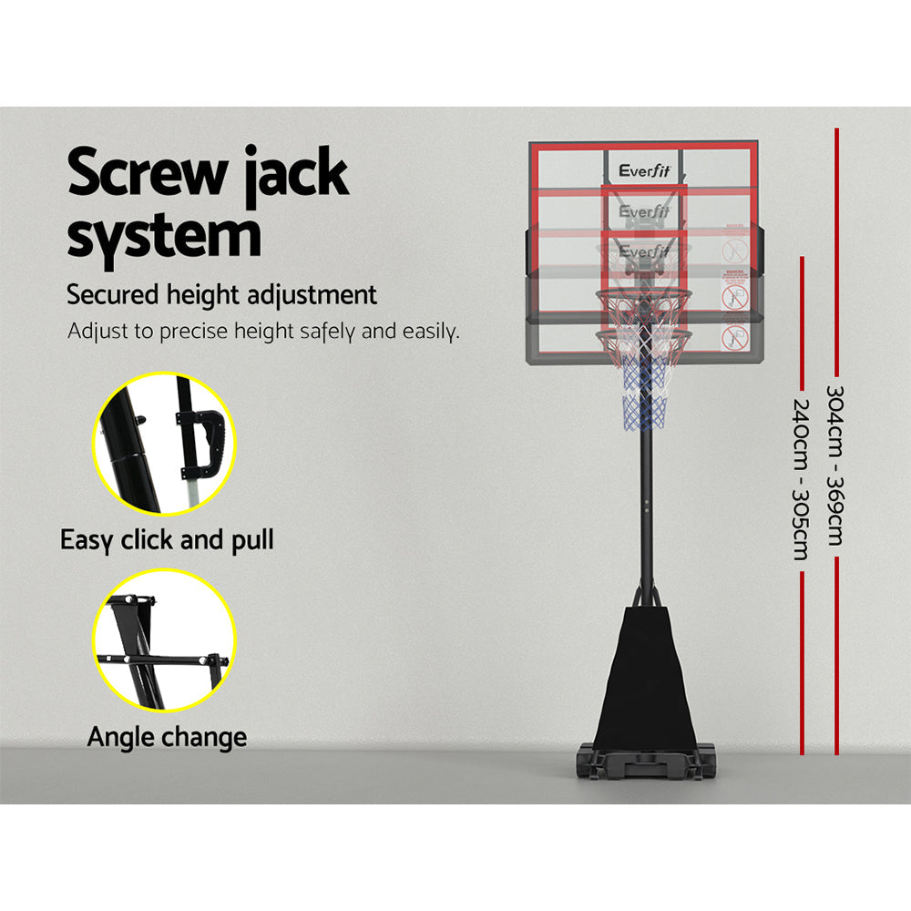 Everfit 3.05M Basketball Hoop Stand System Adjustable Height Portable Red Pro.