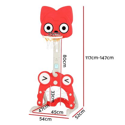 Keezi Kids Basketball Hoop Stand Adjustable 5-in-1 Sports Center Toys Set Red.