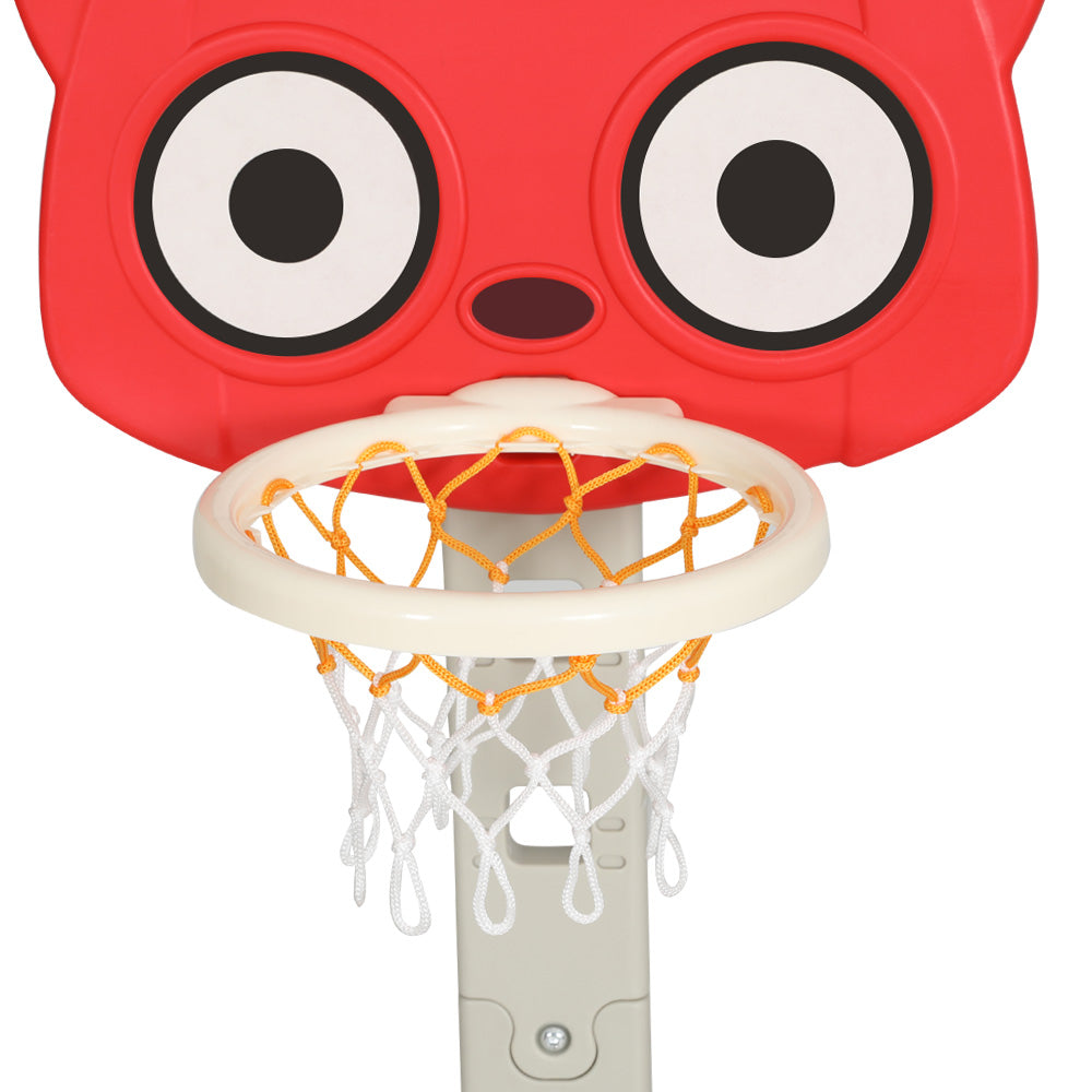 Keezi Kids Basketball Hoop Stand Adjustable 5-in-1 Sports Center Toys Set Red.