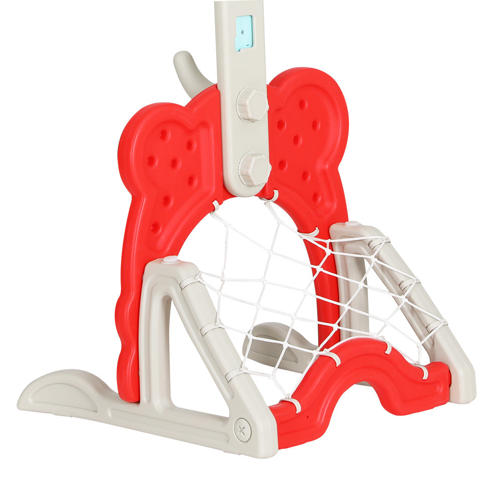 Keezi Kids Basketball Hoop Stand Adjustable 5-in-1 Sports Center Toys Set Red.
