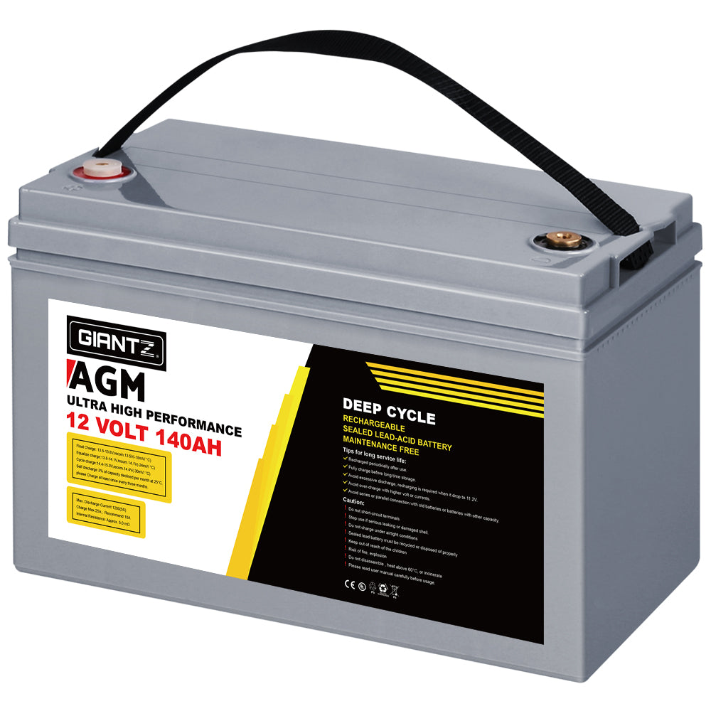 Giantz AGM Deep Cycle Battery 12V 140Ah Box Portable Solar Caravan Camping.