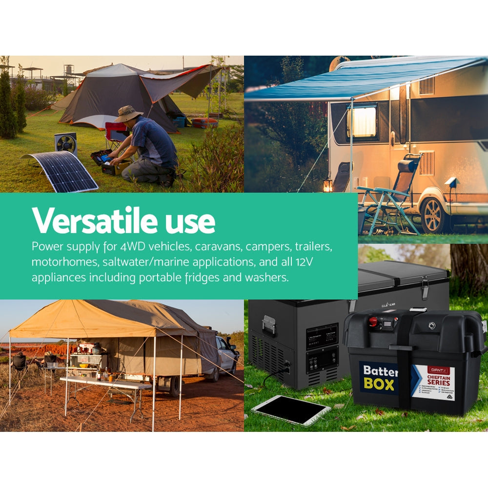 Giantz AGM Deep Cycle Battery 12V 140Ah Box Portable Solar Caravan Camping.