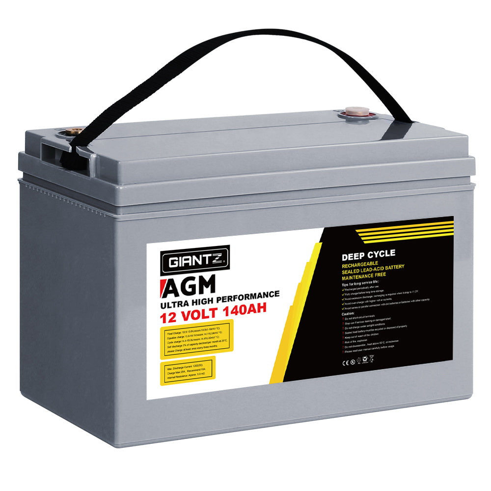 Giantz AGM Deep Cycle Battery 12V 140Ah Box Portable Solar Caravan Camping.