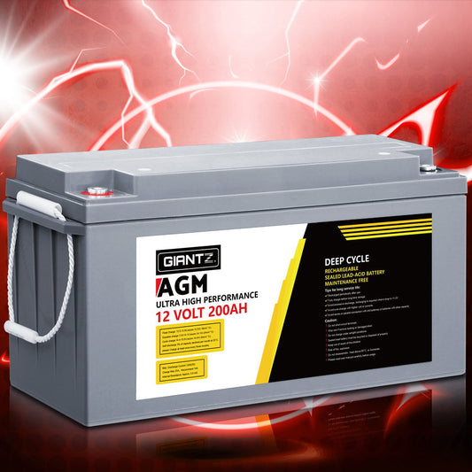 Giantz AGM Deep Cycle Battery 12V 200Ah Box Portable Solar Caravan Camping.