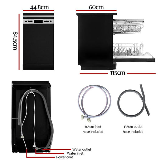Devanti 10 Place Settings Freestanding Dishwasher Black.