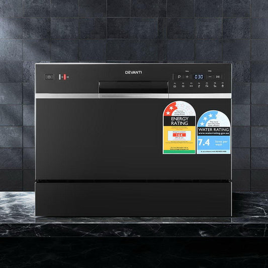 Devanti 6 Place Settings Benchtop Dishwasher Black.