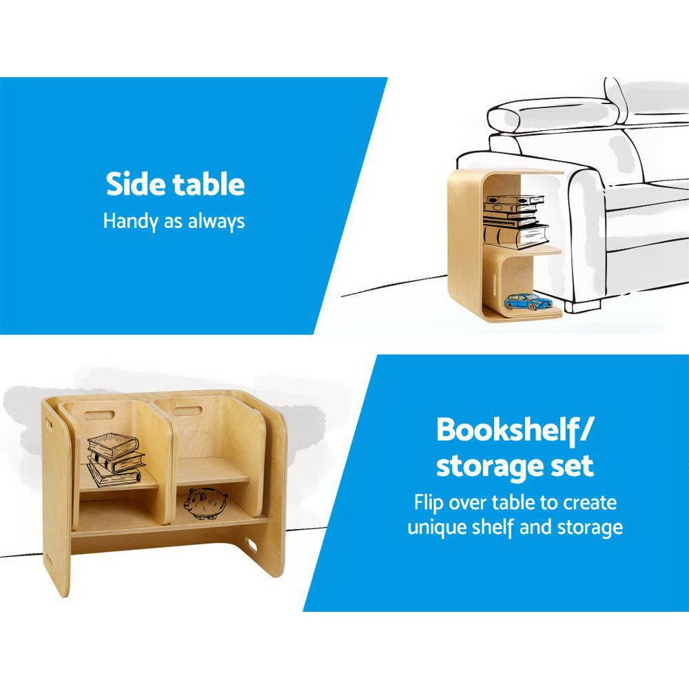 Keezi 3PCS Kids Table and Chairs Set Multifunctional Storage Desk.