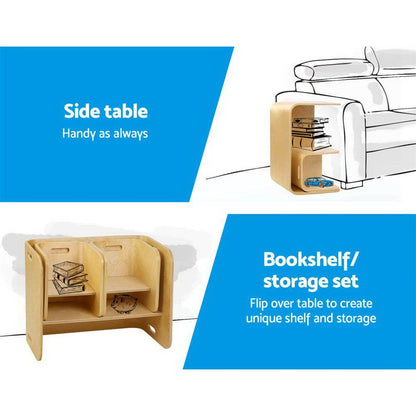 Keezi 3PCS Kids Table and Chairs Set Multifunctional Storage Desk.