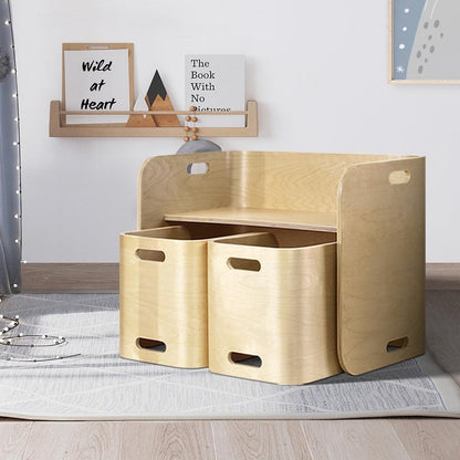 Keezi 3PCS Kids Table and Chairs Set Multifunctional Storage Desk.