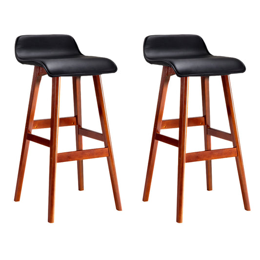 Artiss 2x Bar Stools Wooden Stool Black.