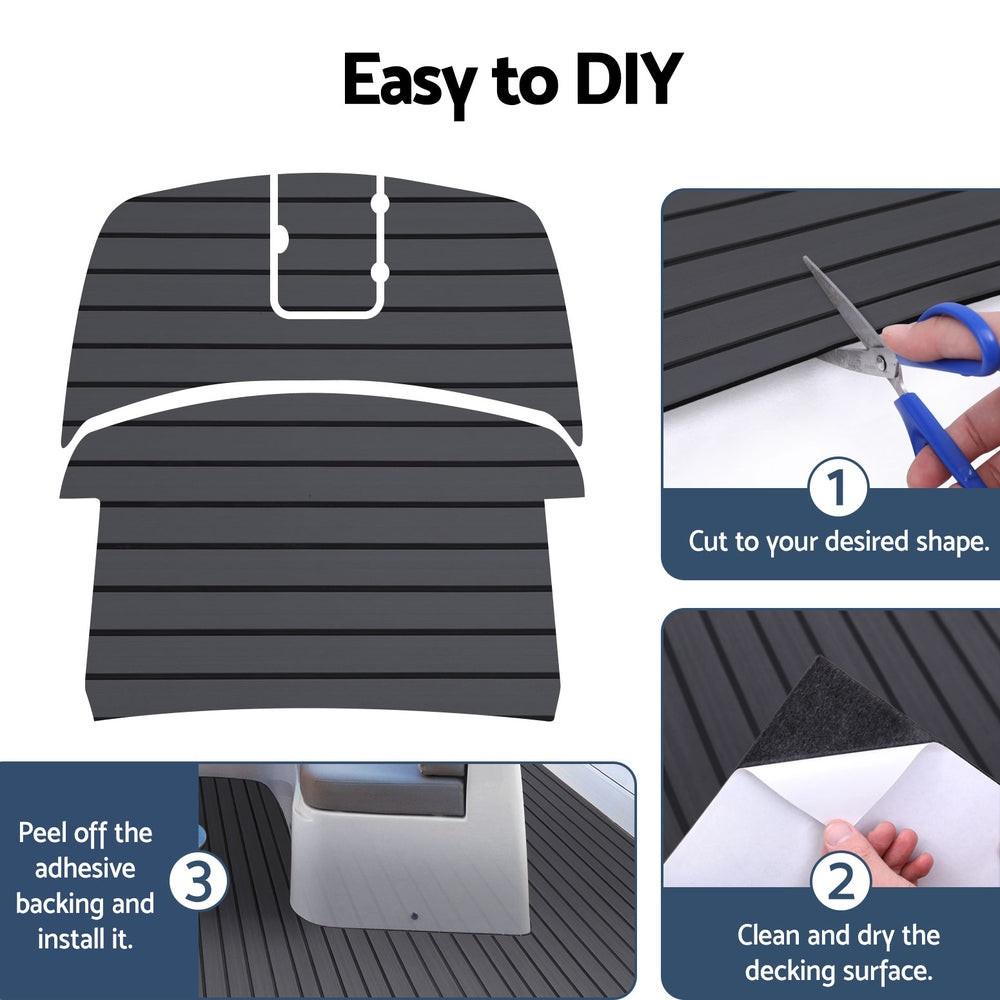 Seamanship EVA Foam Boat Flooring Mat Decking Sheet 240x90x0.6cm Dark Grey Decor.