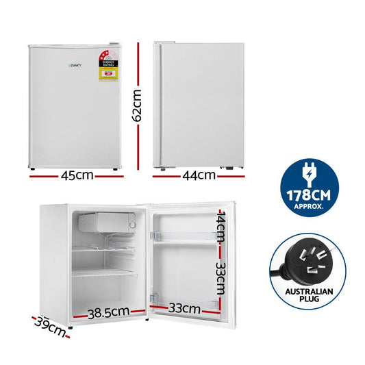 Devanti 70L Portable Mini Bar Fridge - White.