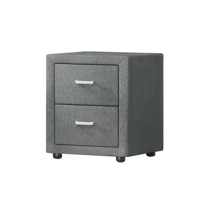 Artiss Bedside Table 2 Drawers Fabric - CADEN Grey.