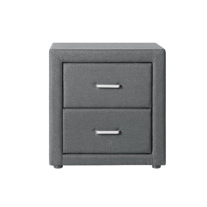Artiss Bedside Table 2 Drawers Fabric - CADEN Grey.