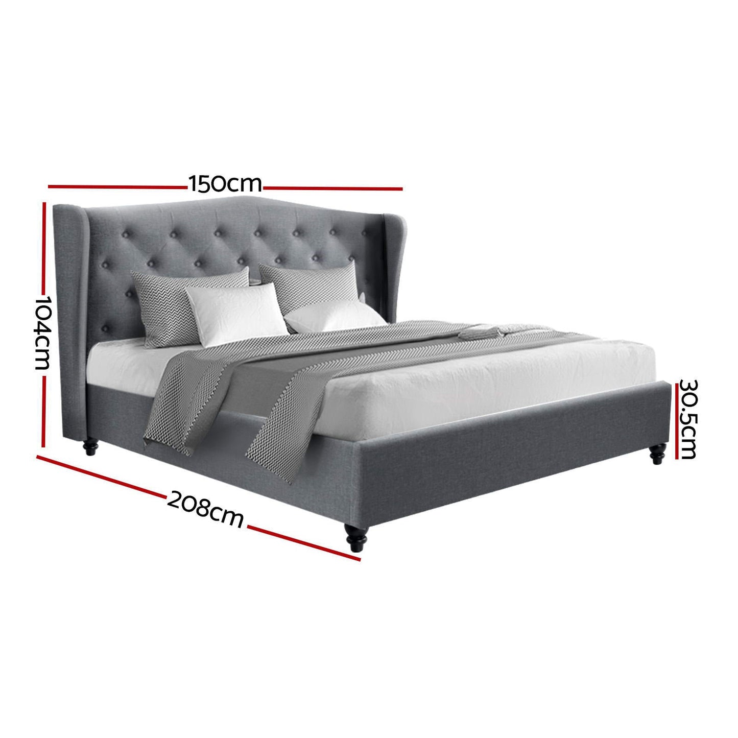 Artiss Bed Frame Double Size Grey PIER.