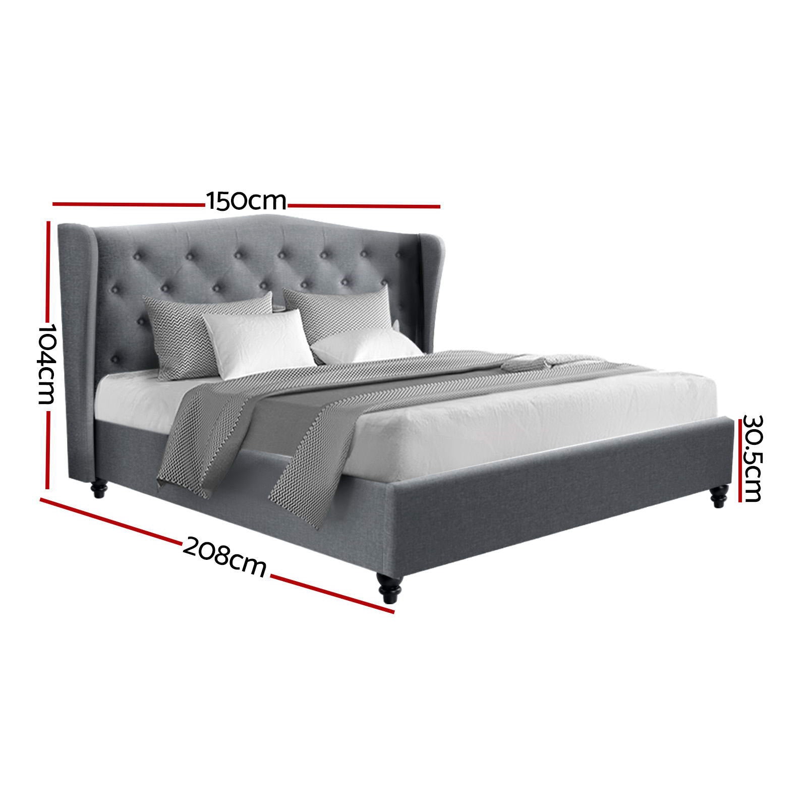 Artiss Bed Frame Double Size Grey PIER.