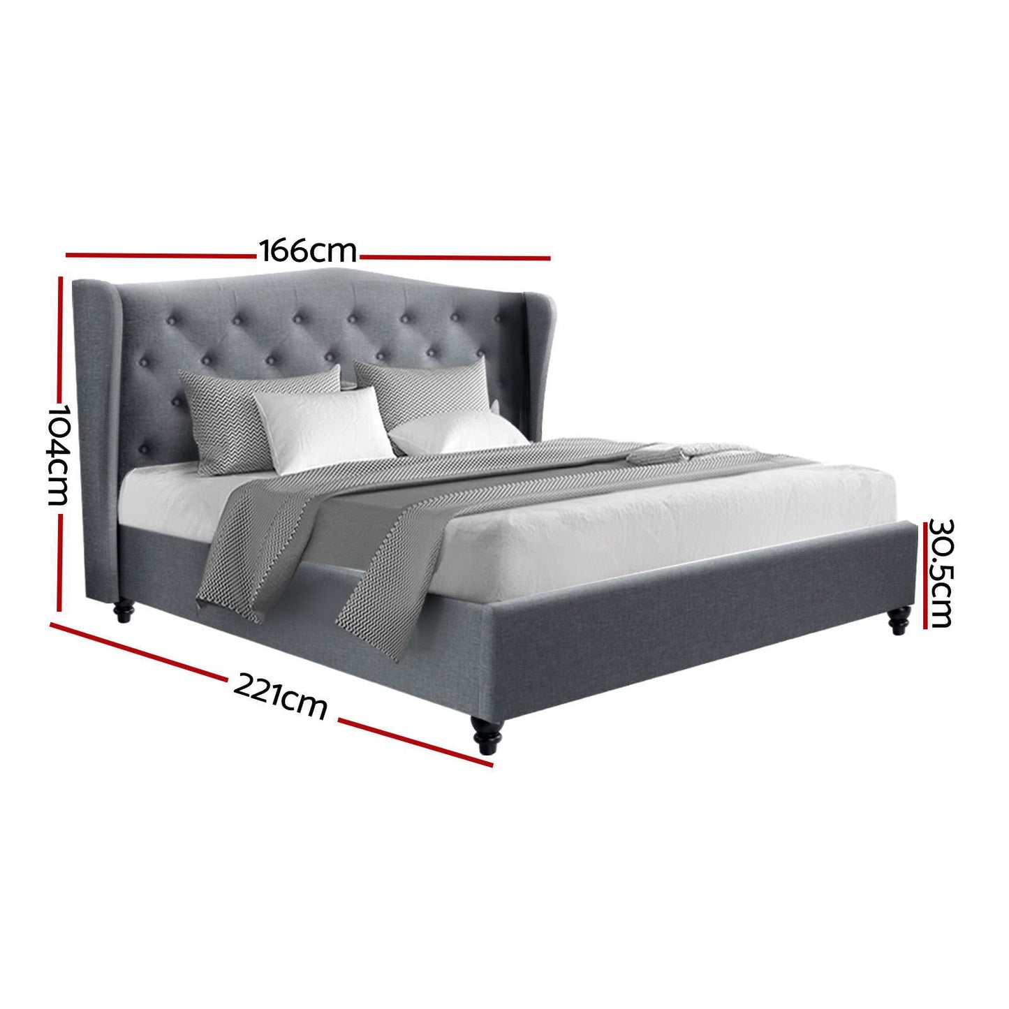 Artiss Bed Frame Queen Size Grey PIER.