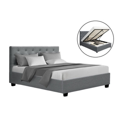 Artiss Bed Frame Double Size Gas Lift Grey VILA.