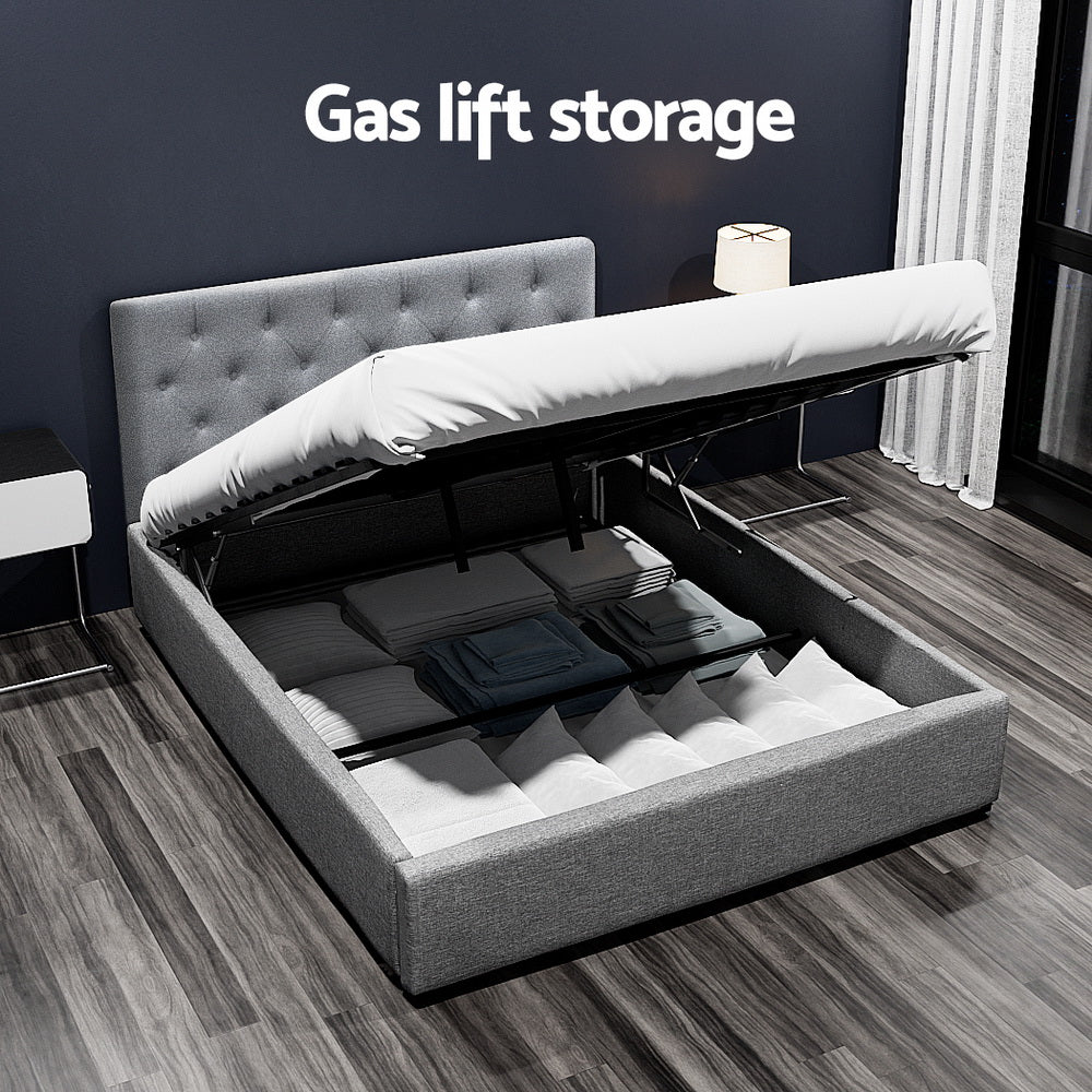 Artiss Bed Frame Double Size Gas Lift Grey VILA.
